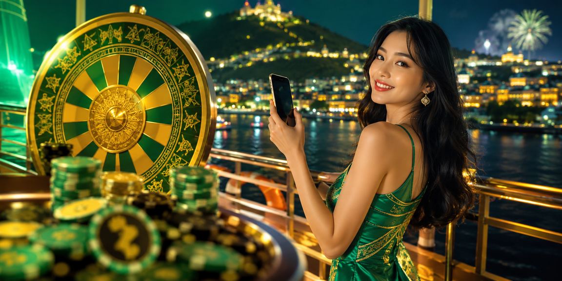 Không gian lễ hội Đà Lạt với bàn Roulette và ánh đèn rực rỡ đêm khuya